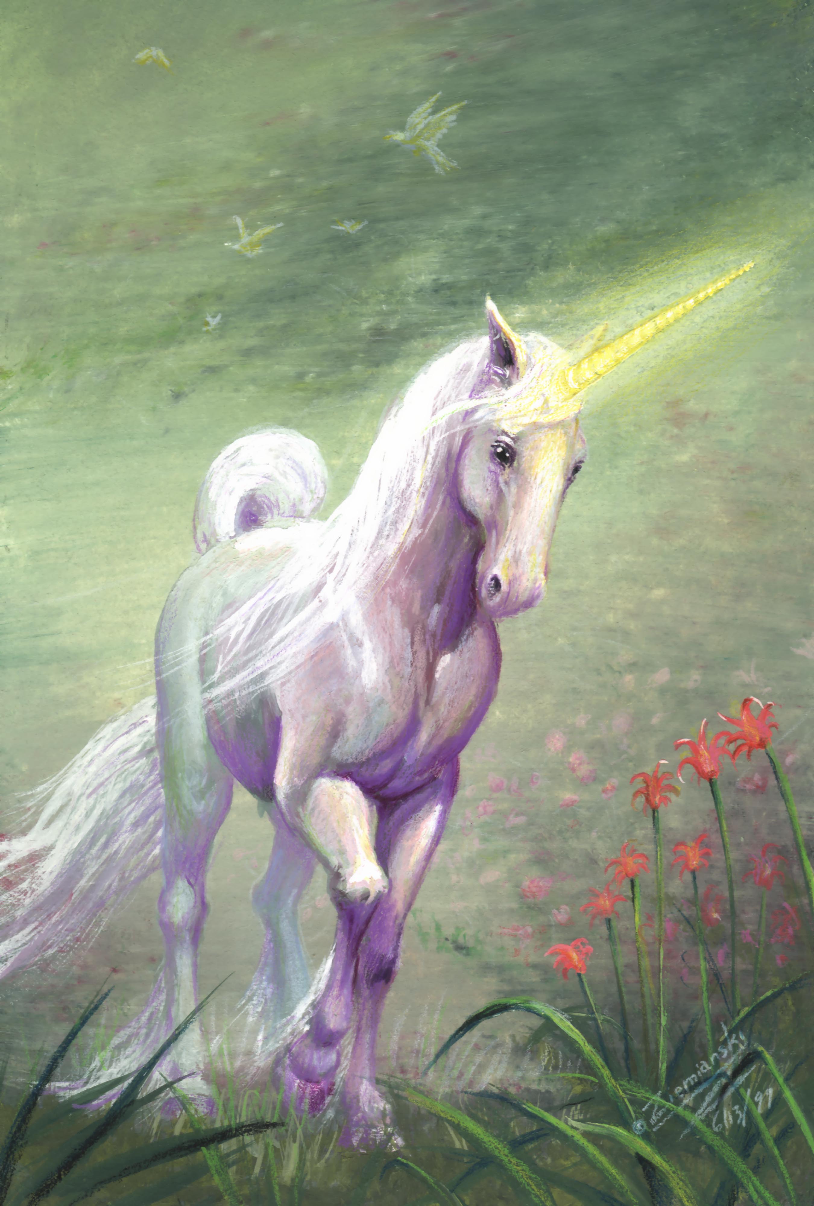 unicorn with lillies